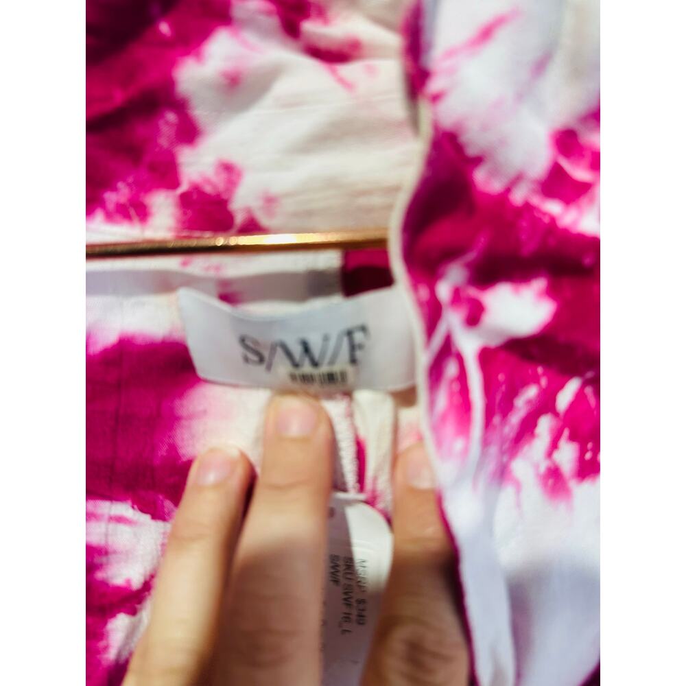 S/W/F Magenta Pink Tie-Dye V-Neck Plunge Kimono Front Pockets Dress size Large - Picture 8 of 16
